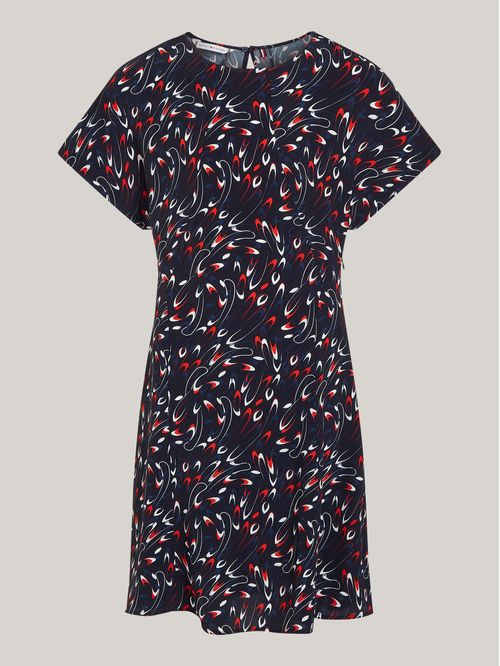 VESTIDO CORTO CON ESTAMPADO DE CINTAS