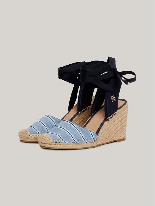 SANDALIAS ALPARGATAS DE TACO CON RIBETE Y TIRA ANUDABLE