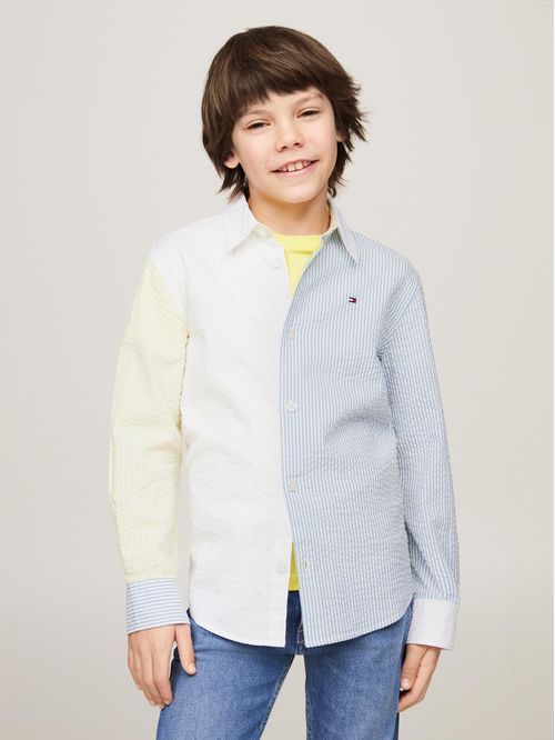 CAMISA DE RAYAS MIXTAS CON CORTE REGULAR (NIÑOS)
