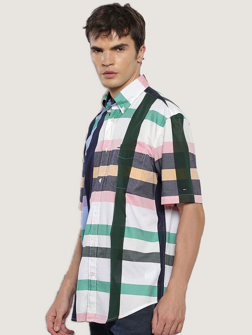 CAMISA DE MANGA CORTA CON DISEÑO DE CUADROS