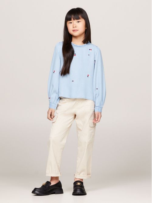 BLUSA DE CHAMBRAY CON BORDADO FLORAL (NIÑOS)