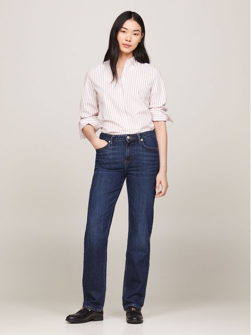 JEANS RECTOS DE TIRO MEDIO CON EFECTO USADO
