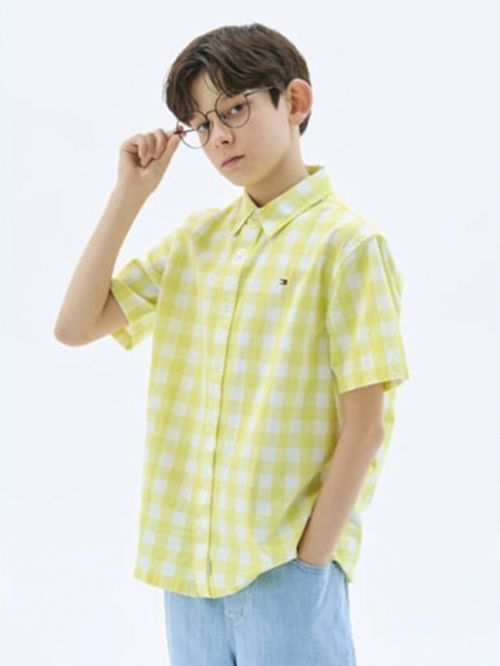 CAMISA DE MANGA CORTA REGULAR CUADROS VICHY (NIÑOS)