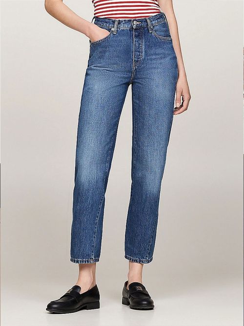 JEANS DE TIRO ALTO RECTOS CON COSTURA GIRADA