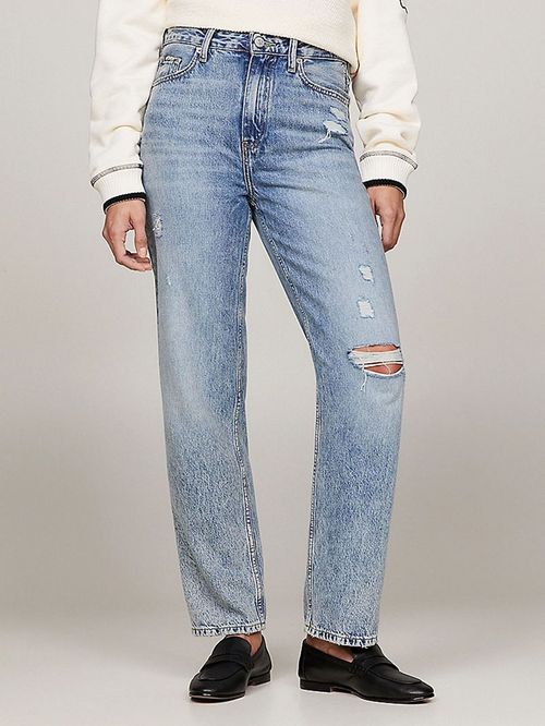 JEANS CLASSICS DE TIRO ALTO CON CORTE RECTO ENTALLADO