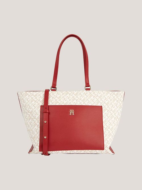 CARTERA TOTE DE LONA CON MONOGRAMAS EN JACQUARD