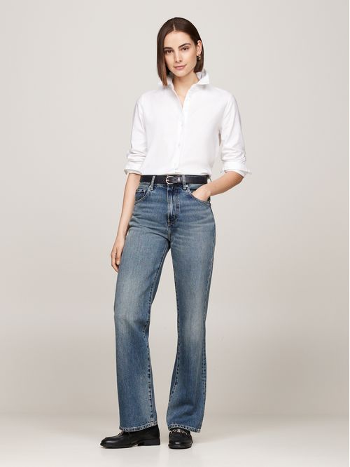 JEANS BOOTCUT AMPLIOS Y DESTEÑIDOS DE TIRO ALTO