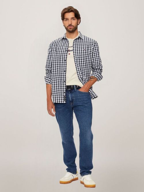 CAMISA POPLIN CON CUADROS DE CORTE REGULAR