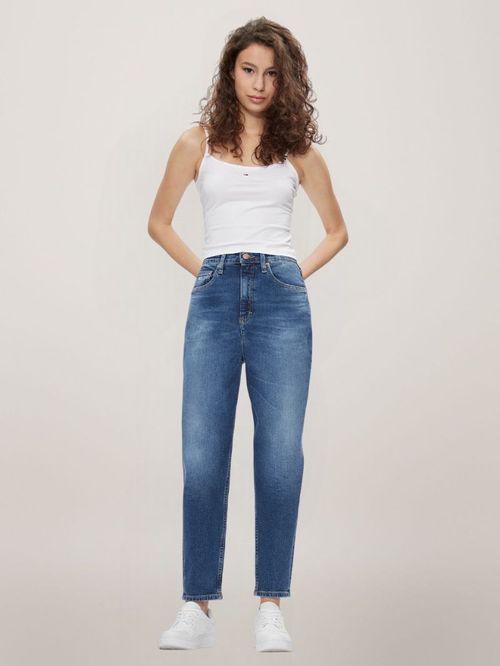 JEANS MOM CON LOGO