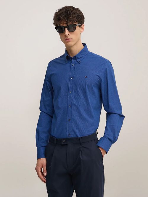CAMISA CON MINI ESTAMPADO CON LOGO