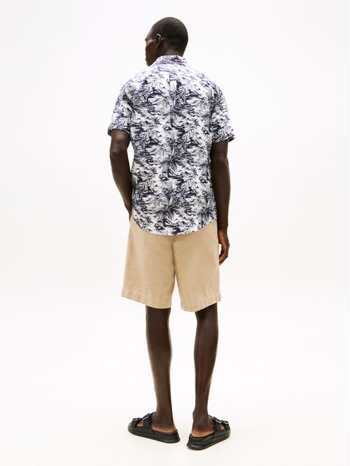 CAMISA DE PURO LINO CON ESTAMPADO TROPICAL