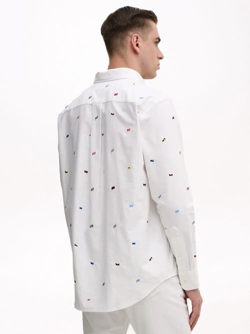 CAMISA DE ALGODÓN OXFORD CON LOGOS BORDADOS