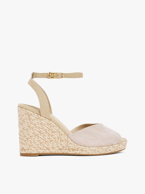 SANDALIAS DE TACO EN TEJIDO CHAMBRAY