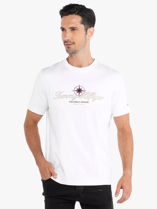 CAMISETA CON LOGO GRÁFICO DORADO EN EL PECHO