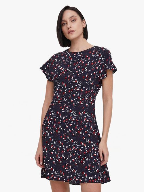 VESTIDO CORTO CON ESTAMPADO DE CINTAS