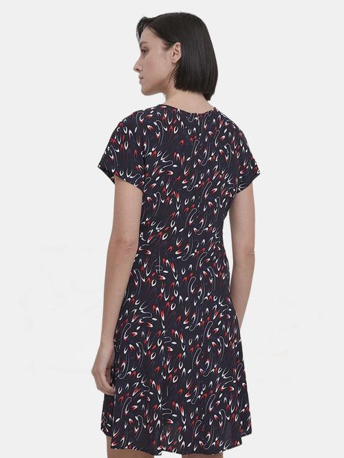 VESTIDO CORTO CON ESTAMPADO DE CINTAS