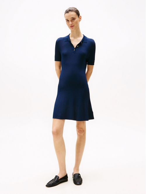 MINIVESTIDO ACANALADO CON CUELLO POLO