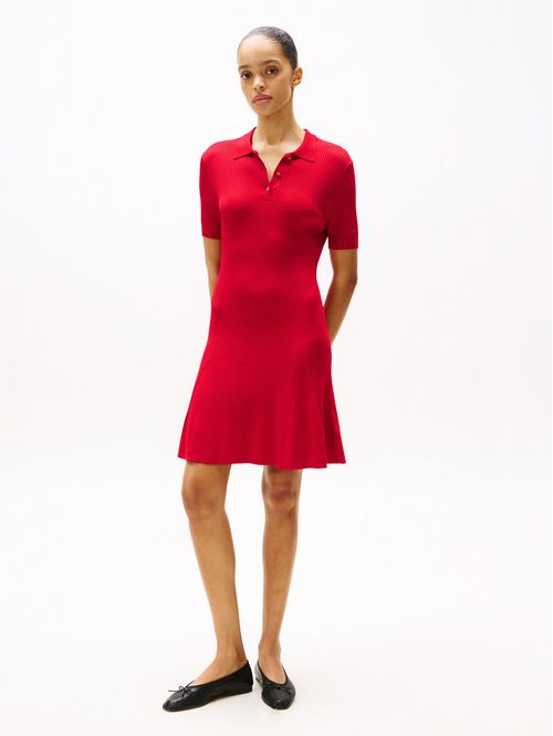 MINIVESTIDO ACANALADO CON CUELLO POLO
