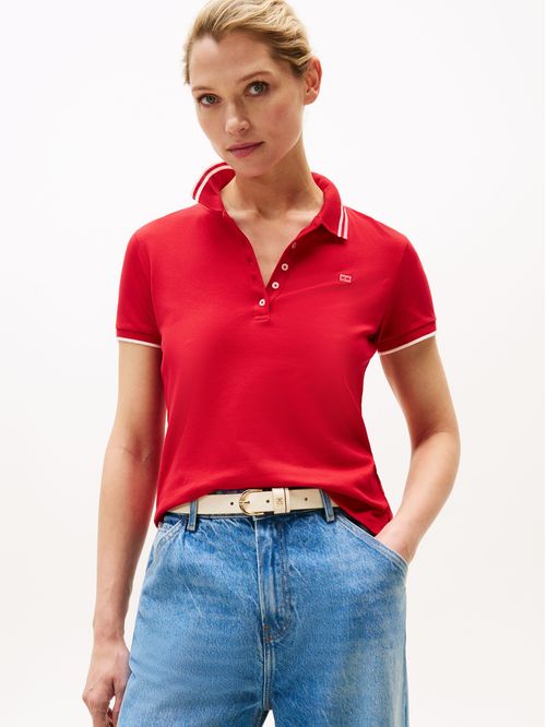 POLO DE CORTE SLIM CON LOGO A CONTRASTE