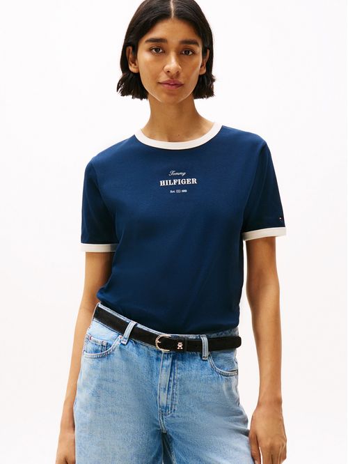 CAMISETA DE RIBETES A CONTRASTE CON LOGO