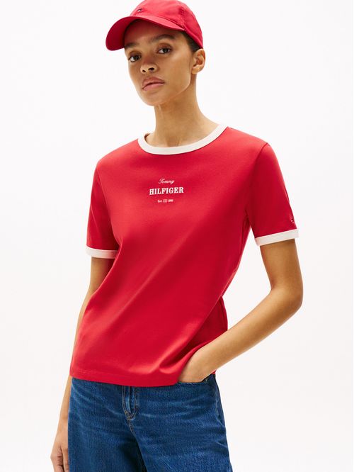 CAMISETA DE RIBETES A CONTRASTE CON LOGO