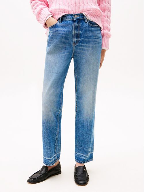 JEANS RECTOS TOBILLEROS DE TIRO ALTO
