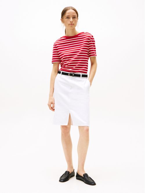 CAMISETA AMPLIA DE RAYAS CON CUELLO BARCO