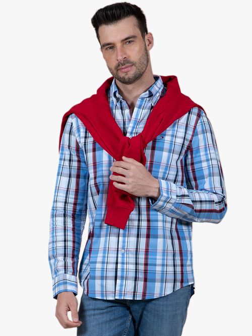 CAMISA POPLIN DE CUADROS DE CORTE REGULAR