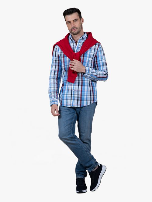 CAMISA POPLIN DE CUADROS DE CORTE REGULAR