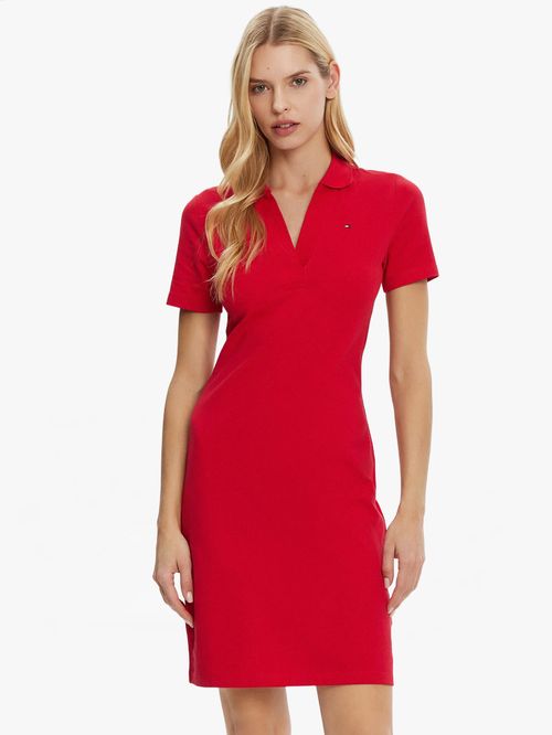 VESTIDO TIPO POLO CON CUELLO EN V ABIERTO