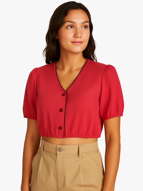 BLUSA DE CORTE CROPPED CON DISEÑO AOP