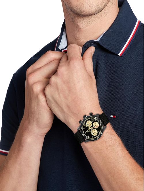 RELOJ DE HOMBRE CON CORREA DE SILICONA CON DETALLE TEXTIL