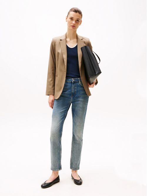 JEANS PITILLO DE CORTE AJUSTADO Y TIRO ALTO