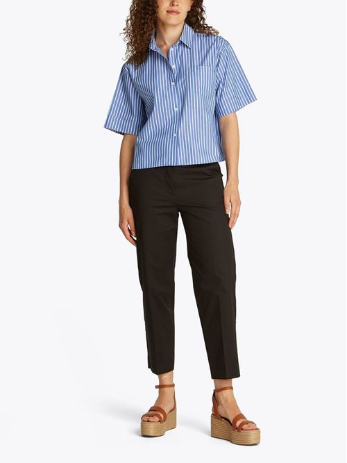 CAMISA CORTA DE RAYAS CON BOLSILLO