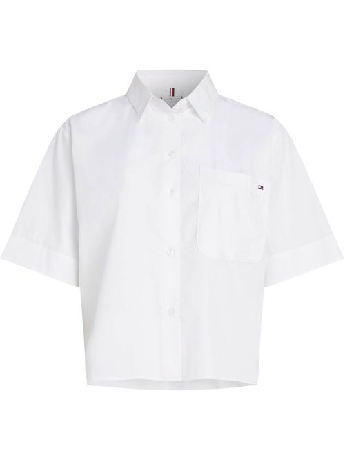 CAMISA CORTA DE RAYAS CON BOLSILLO