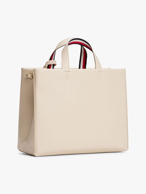CARTERA TOTE CON CORREA CRUZADA Y ETIQUETA