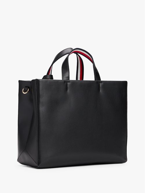 CARTERA TOTE CON CORREA CRUZADA Y ETIQUETA