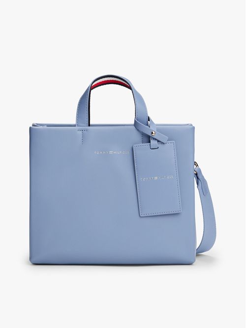 CARTERA TOTE CON CORREA CRUZADA Y ETIQUETA