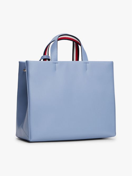 CARTERA TOTE CON CORREA CRUZADA Y ETIQUETA