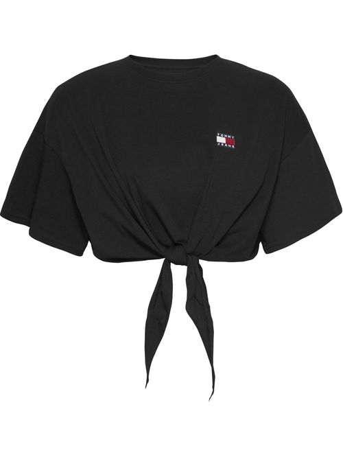 CAMISETA ANUDADA CORTE CROPPED CON PARCHE
