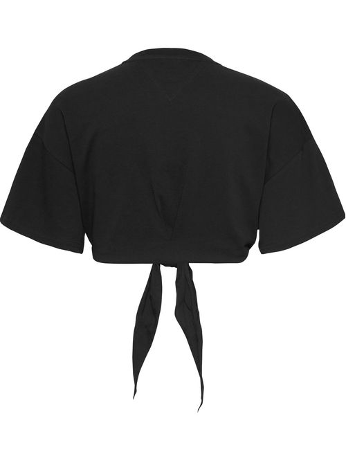CAMISETA ANUDADA CORTE CROPPED CON PARCHE