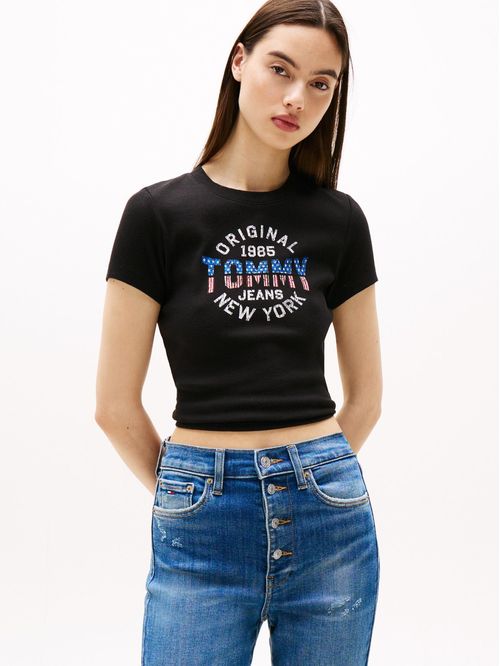 CAMISETA ACANALADA CON LOGO NEW YORK