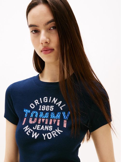 CAMISETA ACANALADA CON LOGO NEW YORK