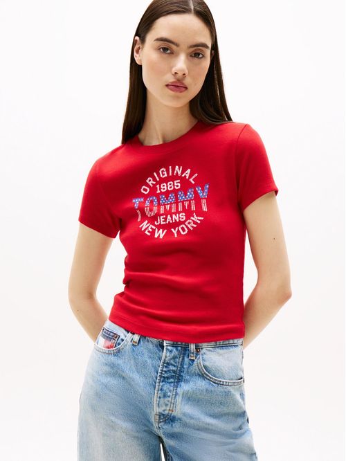 CAMISETA ACANALADA CON LOGO NEW YORK