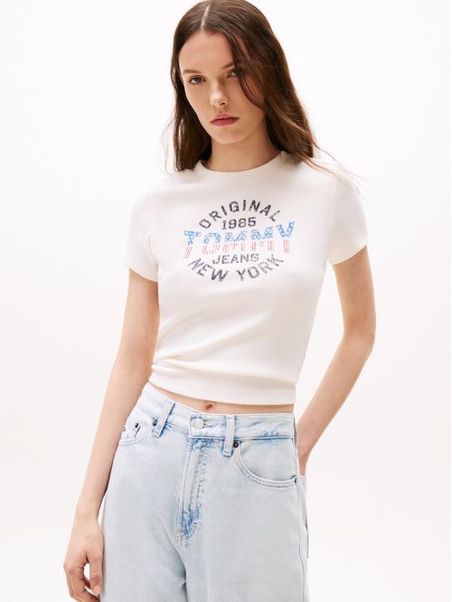 CAMISETA ACANALADA CON LOGO NEW YORK