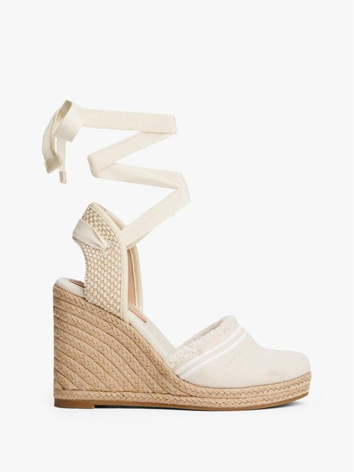SANDALIAS ALPARGATAS DE TACO EN LONA CON FLECOS
