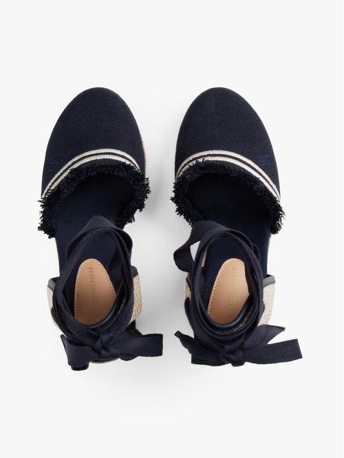 SANDALIAS ALPARGATAS DE TACO EN LONA CON FLECOS