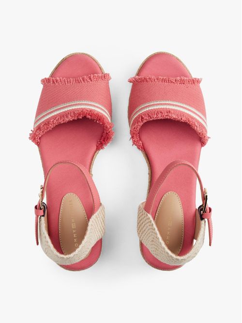 SANDALIAS DE CUÑA EN LONA CON FLECOS