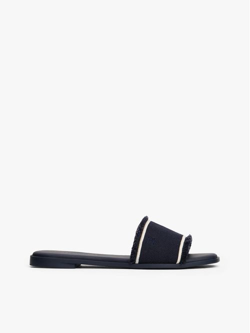 SANDALIAS DE LONA CON RIBETE DESHILACHADO